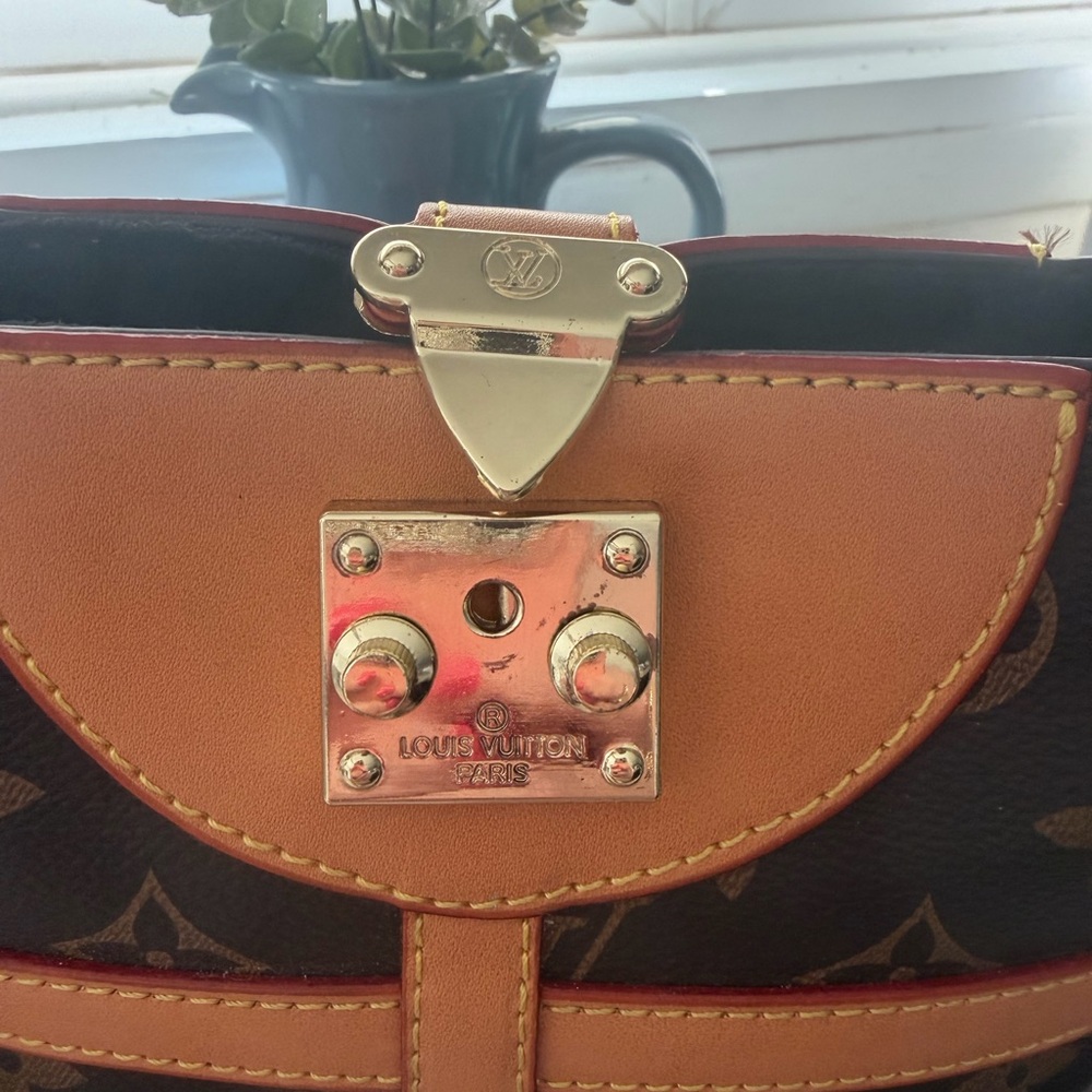 Monogram Bucket Crossbody with Tan Trim - Picture 2 of 7